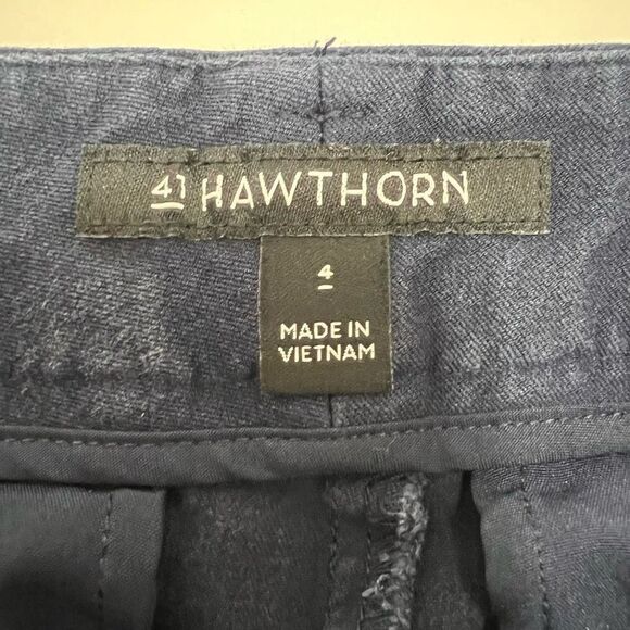 41 Hawthorn Navy Mid-Rise Flat Front Stretch Straight Leg Chino Trousers Size 4 - Picture 7 of 13